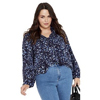 Avenue Women's Plus Size Lucia Tiered Crochet Tassel Top