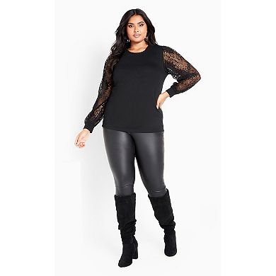 Avenue Women's Plus Size Parker Lace Long Sleeve Top