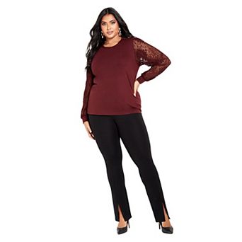 Avenue Women's Plus Size Parker Lace Long Sleeve Top