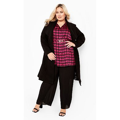 Avenue Women's Plus Size Eva Longline Gold Waist Belt Print Shirt