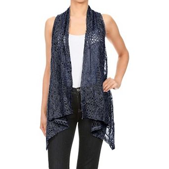 Women's Sleeveless Open Front Crochet Shawl Cardigan Bikini Cover Up