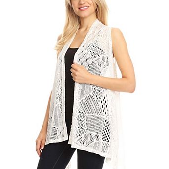 Women's Sleeveless Open Front Crochet Shawl Cardigan Bikini Cover Up