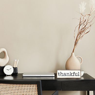 Parisloft Thankful Solid Pine Wood Block Signs for Home Decor, Farmhouse Style Wood Decor