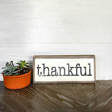 Parisloft Thankful Solid Pine Wood Block Signs for Home Decor, Farmhouse Style Wood Decor