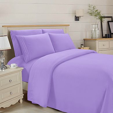 Elegant Comfort Essential 3-Line Embroidery Sheet Set, Soft as a Hotel Premium Quality