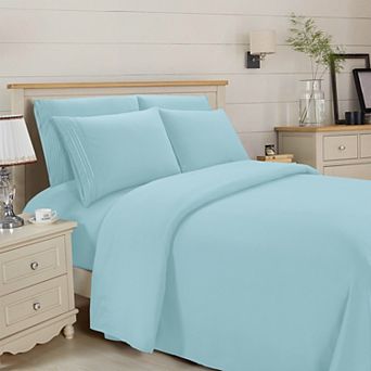 Elegant Comfort Essential 3-Line Embroidery Sheet Set, Soft as a Hotel Premium Quality