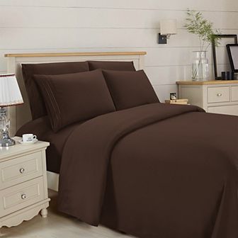Elegant Comfort Essential 3-Line Embroidery Sheet Set, Soft as a Hotel Premium Quality