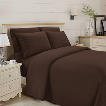 Elegant Comfort Essential 3-Line Embroidery Sheet Set, Soft as a Hotel Premium Quality