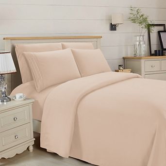 Elegant Comfort Essential 3-Line Embroidery Sheet Set, Soft as a Hotel Premium Quality
