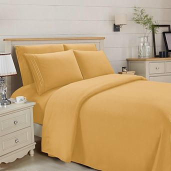 Elegant Comfort Essential 3-Line Embroidery Sheet Set, Soft as a Hotel Premium Quality