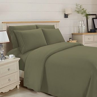 Elegant Comfort Essential 3-Line Embroidery Sheet Set, Soft as a Hotel Premium Quality