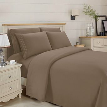 Elegant Comfort Essential 3-Line Embroidery Sheet Set, Soft as a Hotel Premium Quality