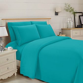 Elegant Comfort Essential 3-Line Embroidery Sheet Set, Soft as a Hotel Premium Quality