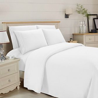 Elegant Comfort Essential 3-Line Embroidery Sheet Set, Soft as a Hotel Premium Quality