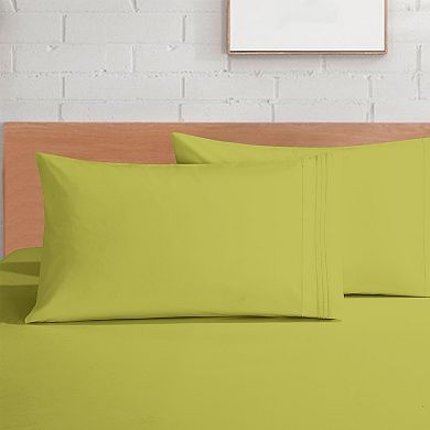 Elegant Comfort Luxury Soft Set Of 2 Pillowcases Three Line Embroidered Solid