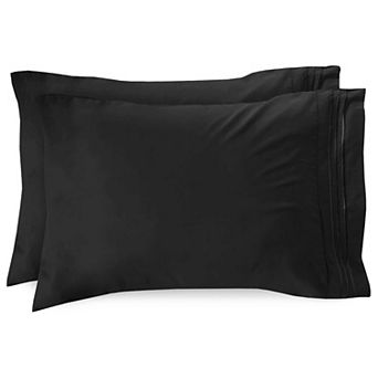 Elegant Comfort Luxury Soft Set Of 2 Pillowcases Three Line Embroidered Solid