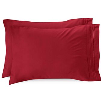 Elegant Comfort Luxury Soft Set Of 2 Pillowcases Three Line Embroidered Solid