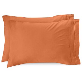 Elegant Comfort Luxury Soft Set Of 2 Pillowcases Three Line Embroidered Solid