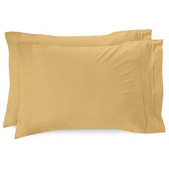Elegant Comfort Luxury Soft Set Of 2 Pillowcases Three Line Embroidered Solid