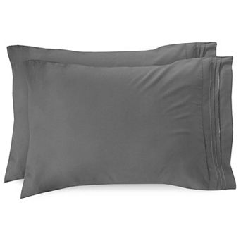 Elegant Comfort Luxury Soft Set Of 2 Pillowcases Three Line Embroidered Solid