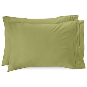 Elegant Comfort Luxury Soft Set Of 2 Pillowcases Three Line Embroidered Solid