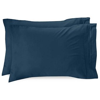 Elegant Comfort Luxury Soft Set Of 2 Pillowcases Three Line Embroidered Solid