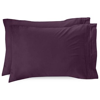 Elegant Comfort Luxury Soft Set Of 2 Pillowcases Three Line Embroidered Solid