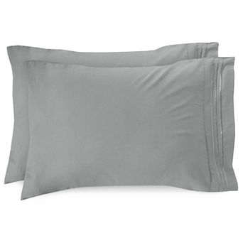 Elegant Comfort Luxury Soft Set Of 2 Pillowcases Three Line Embroidered Solid