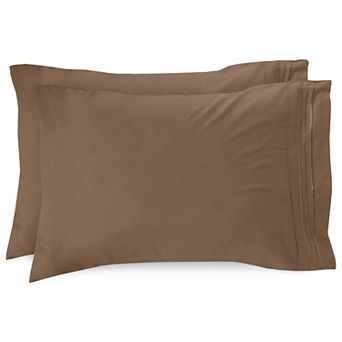 Elegant Comfort Luxury Soft Set Of 2 Pillowcases Three Line Embroidered Solid