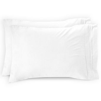 Elegant Comfort Luxury Soft Set Of 2 Pillowcases Three Line Embroidered Solid