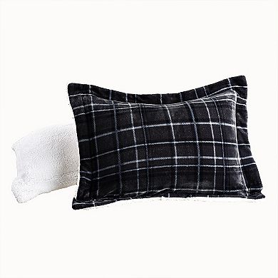 Elegant Comfort 3-piece Plaid Micro-suede Reversible Micromink Sherpa Comforter Set