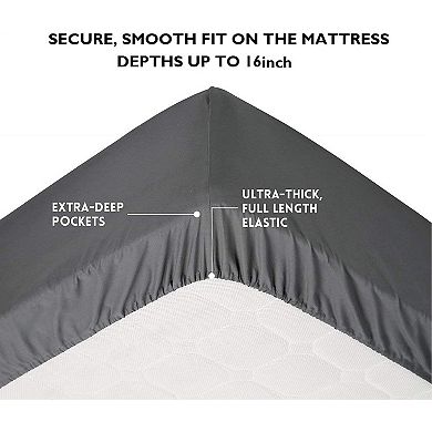 Elegant Comfort Essential Ultra Soft 1 Piece Deep Pocket Solid Fitted Sheet All Around Elastic
