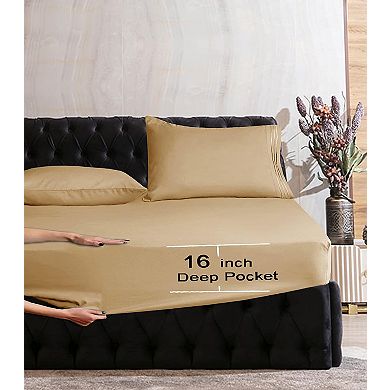 Elegant Comfort Essential Ultra Soft 1 Piece Deep Pocket Solid Fitted Sheet All Around Elastic