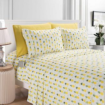 Elegant Comfort 6 pc Tropical Pattern Bed Sheet Set - Soft as a Hotel Premium Quality
