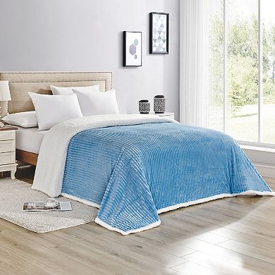 Elegant Comfort Corduroy Design Luxury Sherpa Blanket