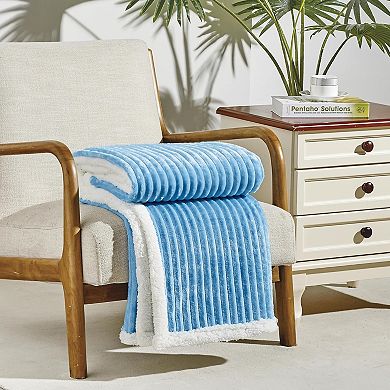 Elegant Comfort Corduroy Design Luxury Sherpa Blanket