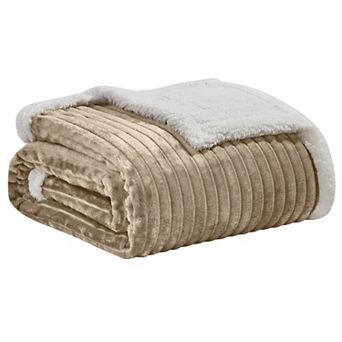 Elegant Comfort Corduroy Design Luxury Sherpa Blanket