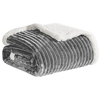 Elegant Comfort Corduroy Design Luxury Sherpa Blanket