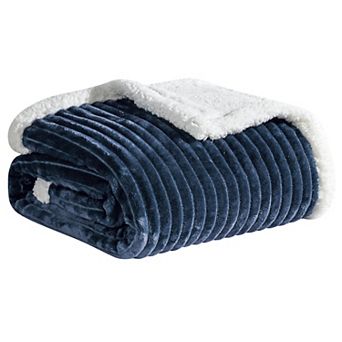 Elegant Comfort Corduroy Design Luxury Sherpa Blanket