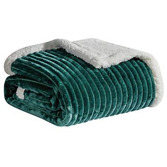 Elegant Comfort Corduroy Design Luxury Sherpa Blanket