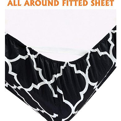 Elegant Comfort Moroccan Trellis Printed Pattern Bed Sheet Set