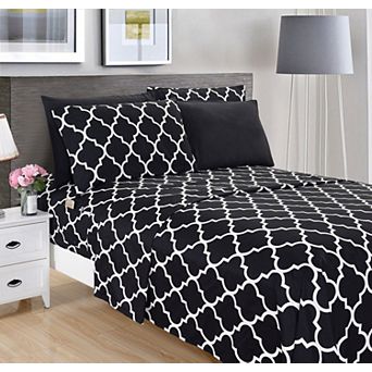 Elegant Comfort Moroccan Trellis Printed Pattern Bed Sheet Set