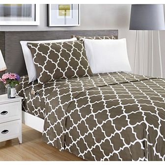 Elegant Comfort Moroccan Trellis Printed Pattern Bed Sheet Set
