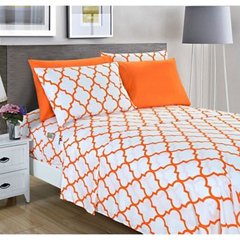 Elegant Comfort Moroccan Trellis Printed Pattern Bed Sheet Set