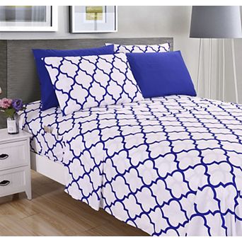 Elegant Comfort Moroccan Trellis Printed Pattern Bed Sheet Set