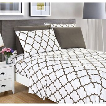 Elegant Comfort Moroccan Trellis Printed Pattern Bed Sheet Set