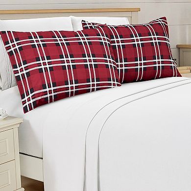 Elegant Comfort Luxury Soft Set Of 2 Printed Plaid Pattern Pillowcases