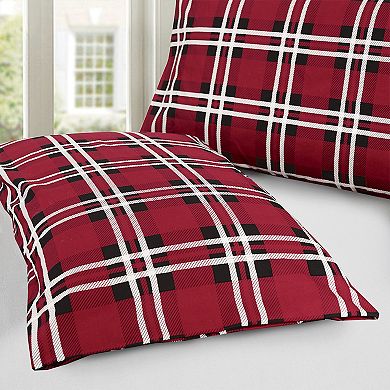 Elegant Comfort Luxury Soft Set Of 2 Printed Plaid Pattern Pillowcases