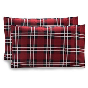 Elegant Comfort Luxury Soft Set Of 2 Printed Plaid Pattern Pillowcases
