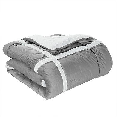 Elegant Comfort 3-piece Stripe Micro-suede Reversible Sherpa Comforter Set